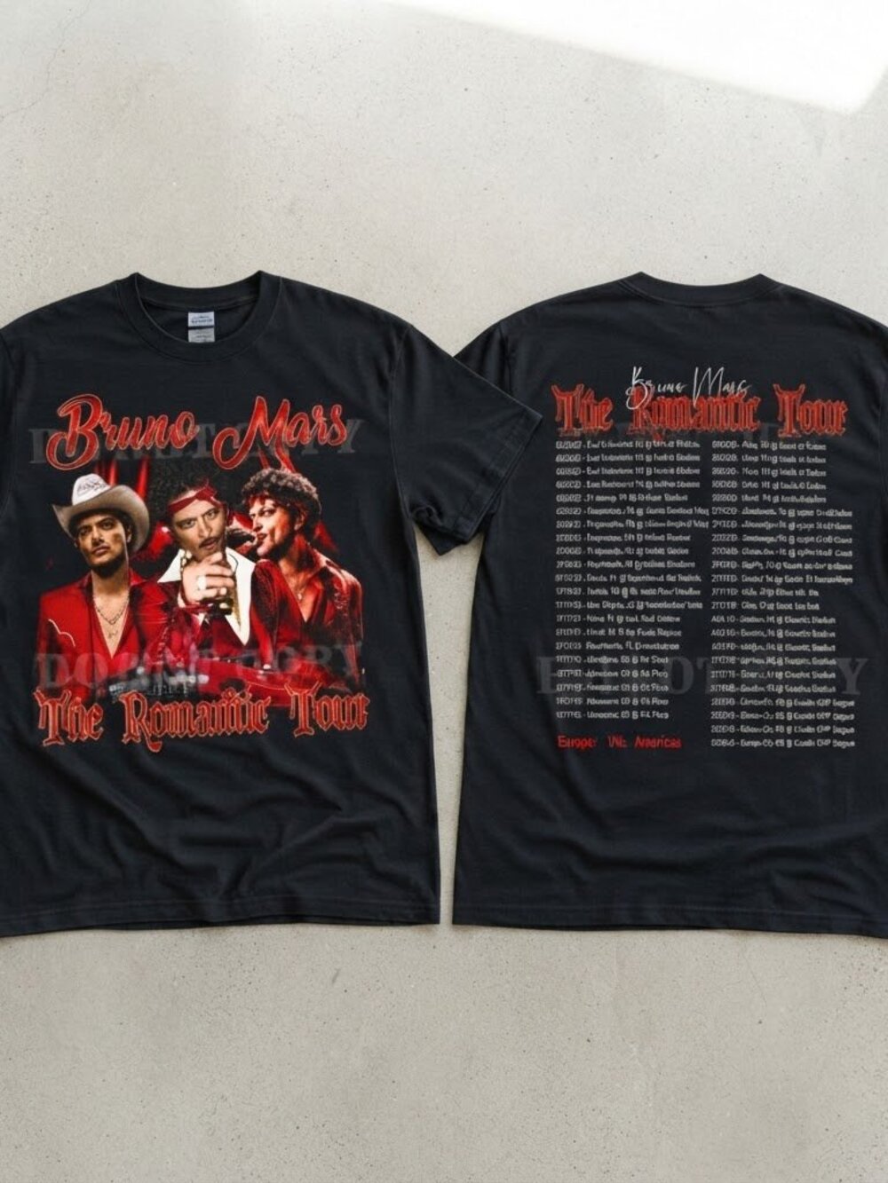 Bruno Mars The Romantic Tour Black T-Shirt S-4XL